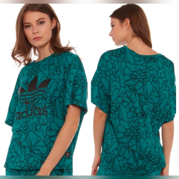 Adidas Pharrell Williams Dear Baes Oversized Shirt Size XL In Dark Teal Green - Picture 1 of 9